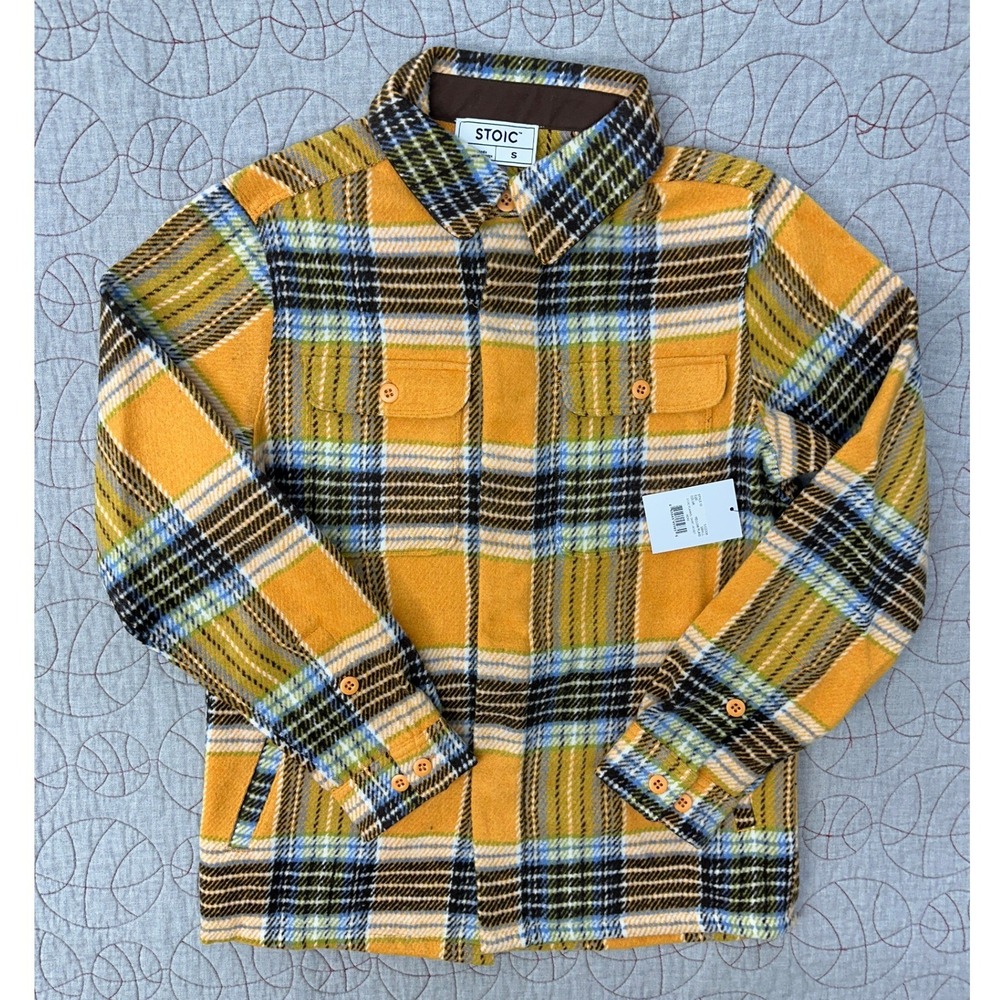Stoic Flannel Shirt Jacket Yellow Plaid Heavy SICZ2Q8 / Mens Small